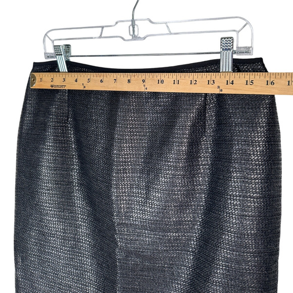 Elie Tahari 8 Stretch WOVEN BAMBOO Cindy Pencil Skirt $228 Textured Black - Picture 4 of 6